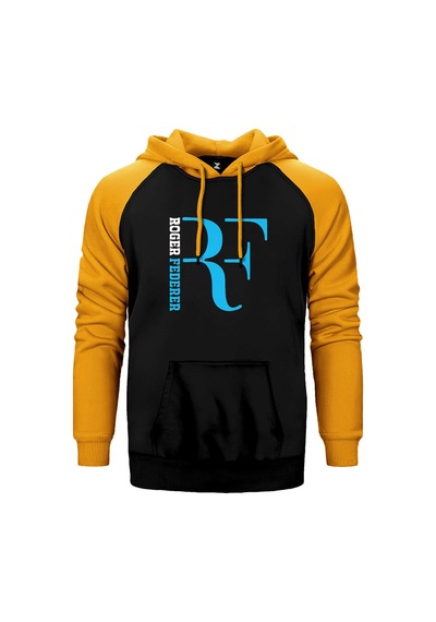 Roger Federer Blue Logo Sarı Renk Reglan Kol Sweatshirt / Hoodie