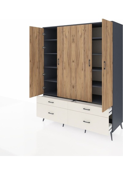 Kronos Gardrop 10 Raflı 4 Çekmeceli 4 Kapaklı 176x59x221 Antrasit-çam/aytaşı Çam/aytaşı Kronos Gardrop 10 Raflı 4 Çekmeceli 4 Kapaklı 176x59x221 Antrasit-çam/aytaşı Çam/aytaşı