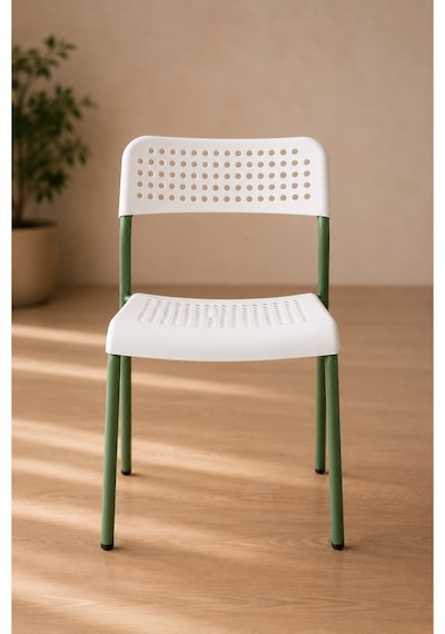 Mira Beyaz/ Yeşil Sandalye Plastik Gövdeli Metal Ayaklı, Mutfak Sandalyesi, Çalışma, Bahçe, Yemek Oda Beyaz/yeşil- 5 Adet