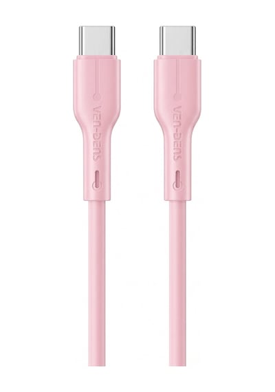 Ven-dens Vd-dc23cc 60 W Pd Type-c To Type-c Hızlı Şarj Ve Veri Kablosu, 1 Metre, Esnek Tpe, Pembe