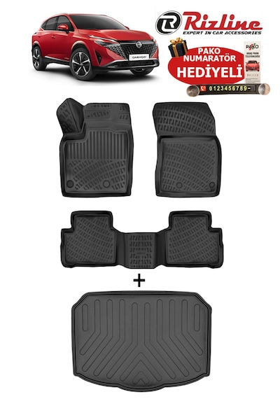Nissan Qashqai Benzinli 2022-2026 Havuzlu Paspas Ve Alt Kademe Bagaj Havuzu Seti