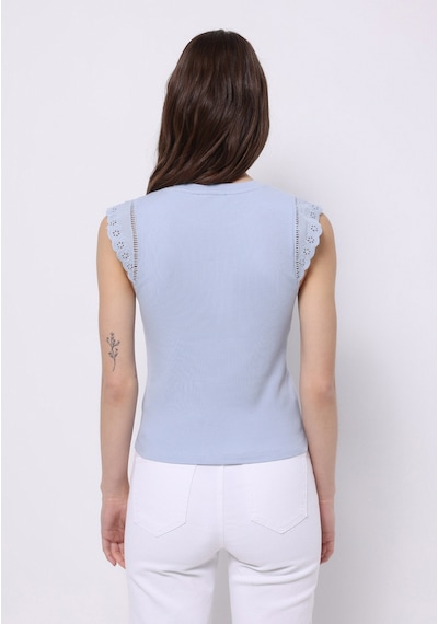 Colins Slim Fit Kadın Mavi Kısa Kol Tişört Cl1074541 Q1.v2 Ble Mavi
