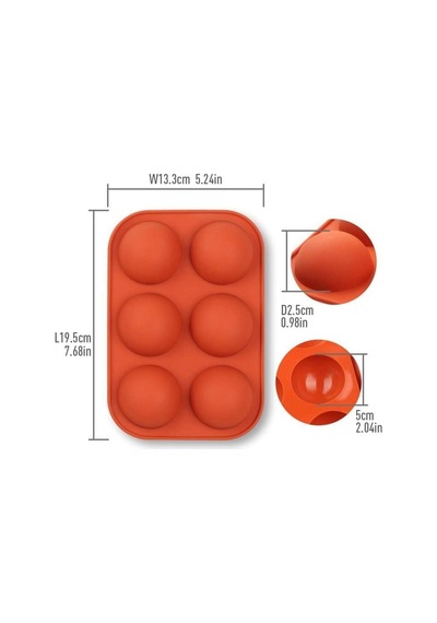 Silikon Kalıp 6lı Yarım Küre 5cm Kırmızı