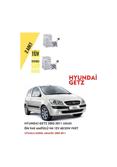 Hyundai Getz 2002-2011 Arası Ön Far Ampül Takımı 2 Adet
