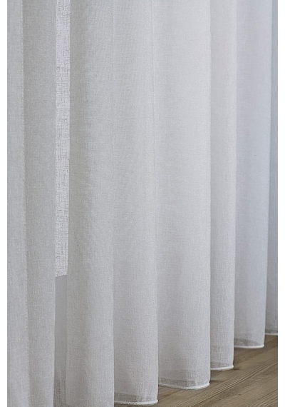 Gauze Fabric Design Folded Keten Plus Ekru Tül Perde 200 X 250 - Seyrek Pile 1 X 2 Çok Renkli