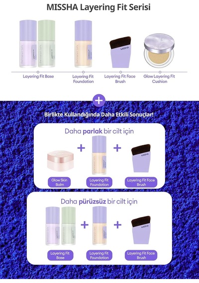 Yarı Parlak Bitişli Nemlendirici Fondöten + Fırça Layering Fit Foundation Semi Glow Set No.21 Fair Çok Renkli