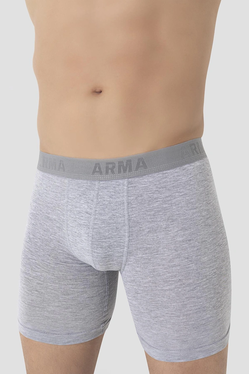 Arma Yıldız Erkek Gri Büyük Beden Boxer Pamuklu Likralı 10'lu Paket Gri