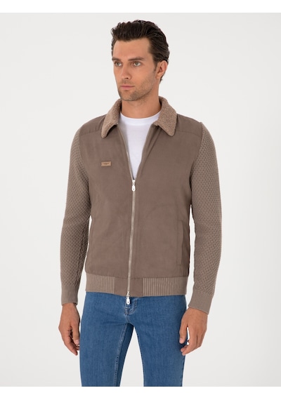 Cacharel Vizon Slim Fit Triko Hırka Kahverengi