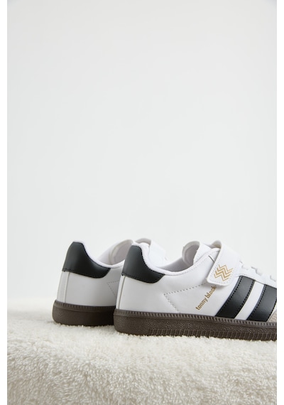 Tonny Black Termo Taban Yanı Şeritli Cırtlı Bağcıklı Sneaker Çocuk Unisex Beyaz Siyah Sneaker Tbzer040 Beyaz - Siyah