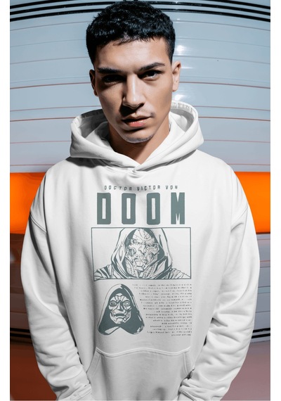 Sevbano Doctor Doomsday Film Kahramanı Sırt Baskılı Unisex Oversize Premi beyaz