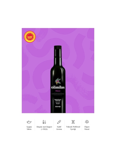 Olimilas Natürel Sızma Soğuk Sıkım Zeytinyağı 500 ML 0,6 Asit Yeni Hasat Milas Yöresi