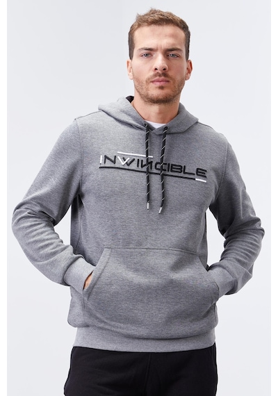 Tommy Life Gri Melanj Kanguru Cep Standart Kalıp Kapüşonlu Erkek Sweatshirt - 87883 GRİ MELANJ
