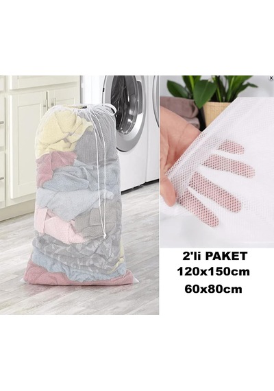 Aksu Çamaşır Yıkama Filesi 2&apos Li Fırsat Paketi 60x80cm Ve 120x150cm Beyaz