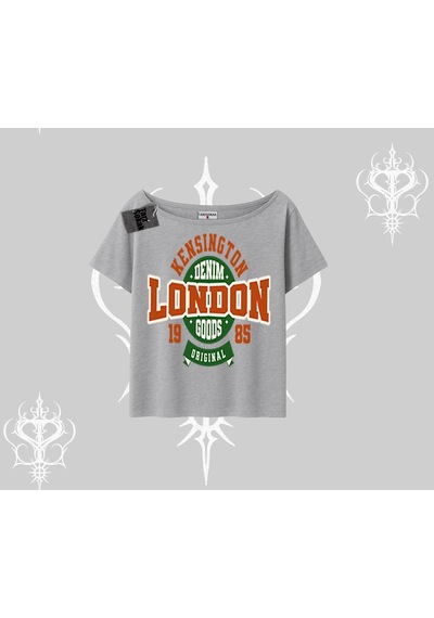Startmore Startmore Kayık Yaka Tshirt London Denim 1985 Gri