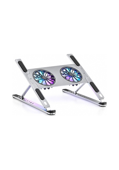 Çift Fanlı Laptop Soğutucu Stand, 8 Kademeli Ayarlanabilir Metal Stand P-11