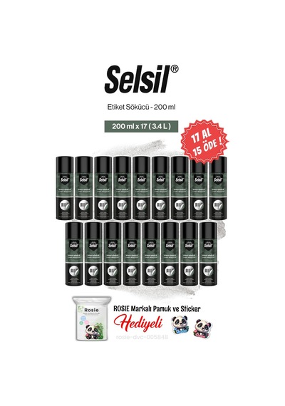 Selsil Etiket Sökücü 200 Ml, 17 Al 15 Öde Ve Rosie Pamuk