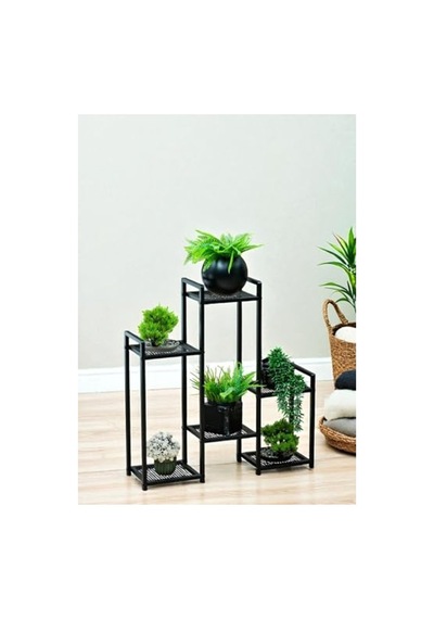Dekoratif Metal 6 Raflı Saksılık, Katlı Dikey Saksı Standı Bahçe Ve Balkon İçin 1