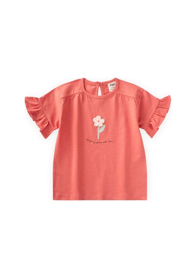 Cigit Aplikeli T-shirt 2-8 Yaş Mercan