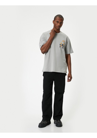 Koton Looney Tunes Oversize Tişört Lisanslı Baskılı Gri 4sam10783hk Gri
