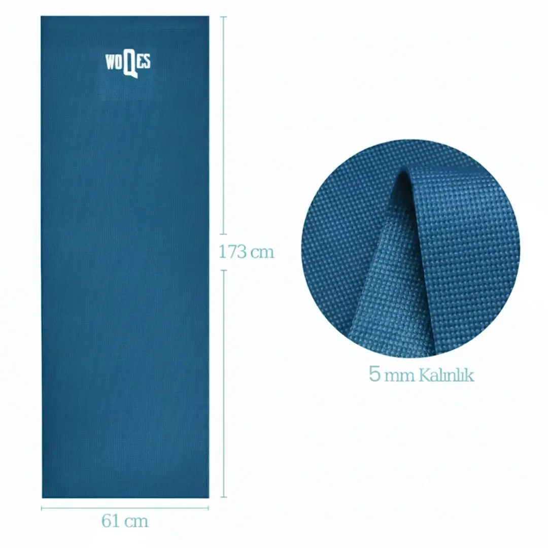 Evde Pilates Ve Fitness Seti - Pilates Matı 4mm + 65 Cm Pilates Topu + Silikon Direnç Lastiği + Ayak Masaj Pedi Mavi