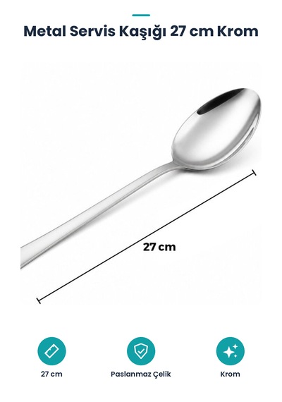 Paslanmaz Çelik Servis Kaşığı 27 Cm