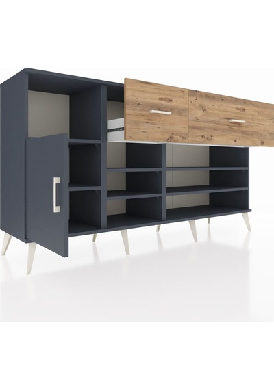Hyperion Konsol 6 Raflı 2 Çekmeceli Tek Kapaklı 176x44x99 Antras Antrasit-antrasit/çam Hyperion Konsol 6 Raflı 2 Çekmeceli Tek Kapaklı 176x44x99 Antras Antrasit-antrasit/çam