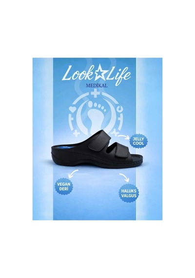 Look Life Kadın Siyah Jelly Cool Halluks Valgus Ortopedik Terlik - Anneler Günü Hediyesi