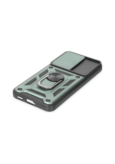 Samsung Uyumlu Galaxy S24 Kılıf Pars Lens Yüzüklü Silikon Yeşil