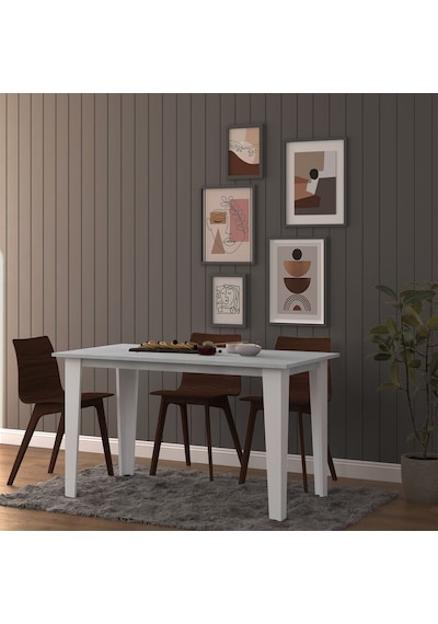 Asra Trend Yemek Masası YM-01 %100 MDF 4-6 Kişilik Mutfak Salon Masası Retro Taş Gümüş
