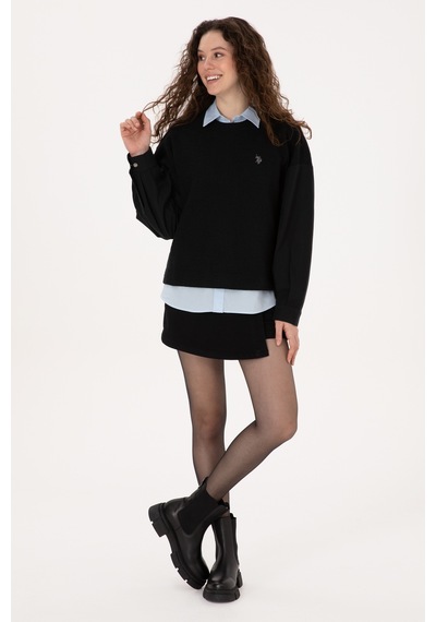 U.S. Polo Assn. Kadın Siyah Bisiklet Yaka Sweatshirt 50309052-VR046