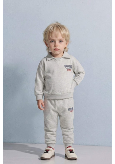 Defacto Slogan Baskılı Sweatshirt Kumaşı 2'li Takım Erkek Bebek G6294A526SP