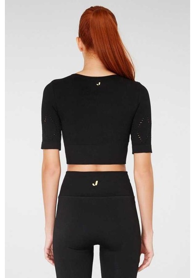 Jerf Naples Kısa Kol Crop Top Econyl Siyah