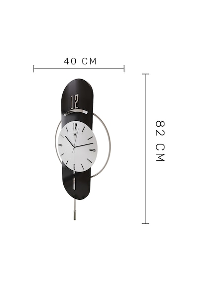 MetaQuartz Aksesuar Antrasit-gümüş Milano Time Modern Dekoratif Metal Duvar Saati