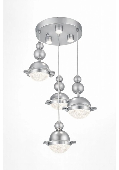 Bohem Aydınlatma Krom 3+1 Şapkalı Sarkıt 3 Renk Led Ayarlanabilir Başlıklı Modern Avize Krom