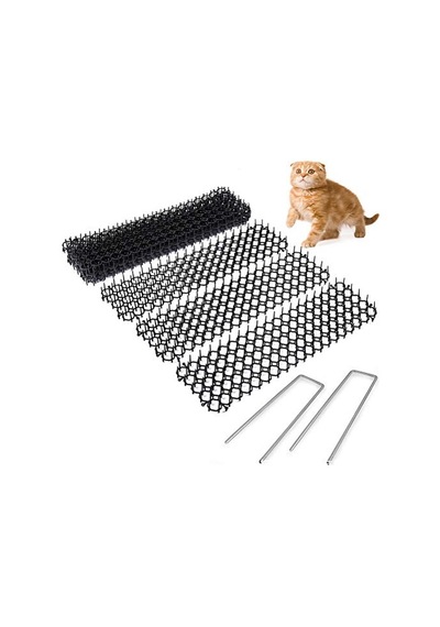 Kedi Kovucu Paspası, Dikenli Kazık Durdurucu Dikenli Şerit Kedi Hayvanı Dikenli Kovucu Engelleyici Paspası Açık Bahçe Bitkileri Çit İçin, 13x49cm, Siyah