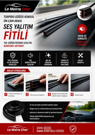 Mitsubishi Space Star Invite Araç Torpido Göğüs Konsol Ön Cam Arası Ses Yalıtım Fitili