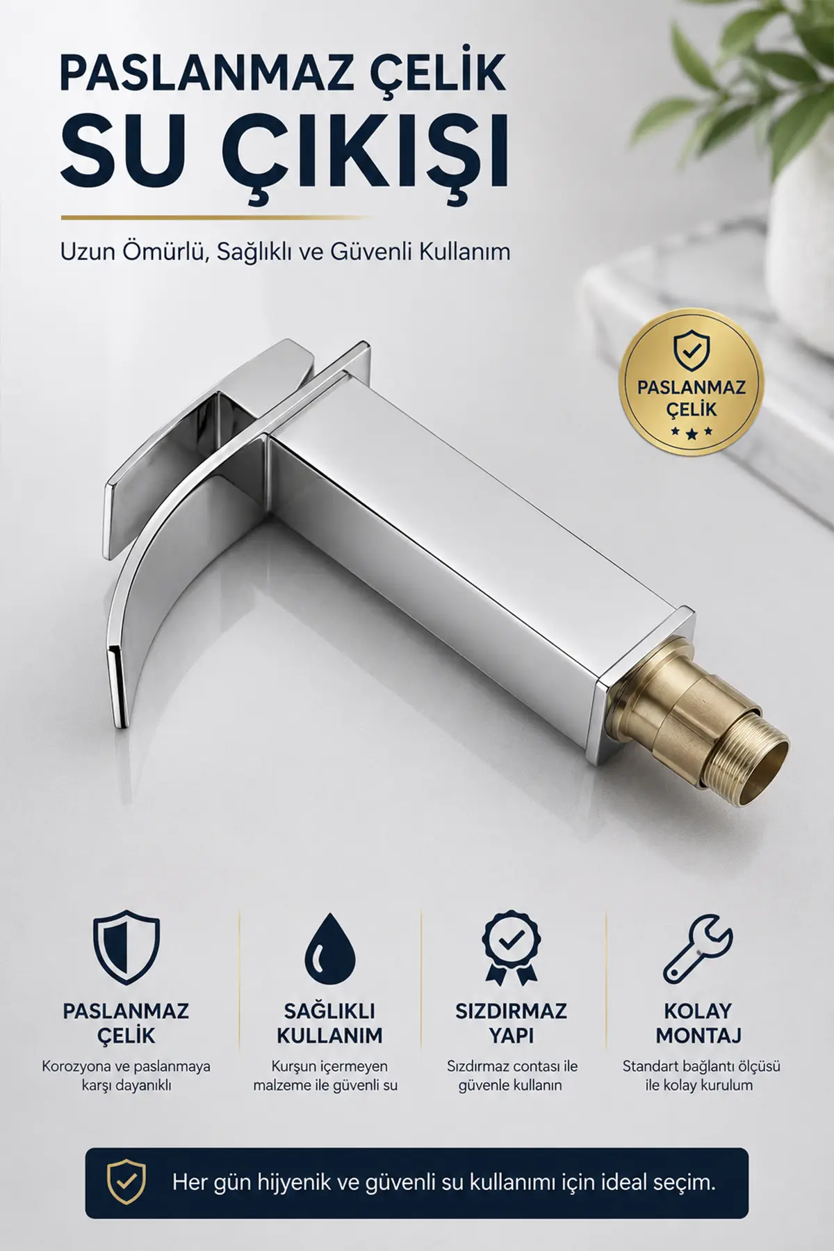 Krom Şelale Lavabo Bataryası Mat Siyah Kare Banyo Lavabo Musluğu Paslanmaz Gövde Tek Kollu Sıcak Soğuk Batarya Krom Gri