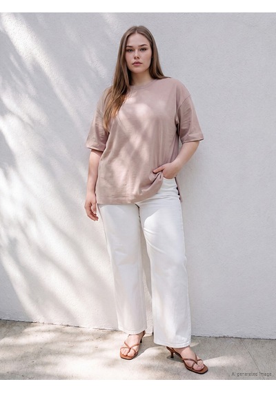 Lcw Curve Pembe Büyük Beden %100 Pamuklu Oversize Kadın Tişört