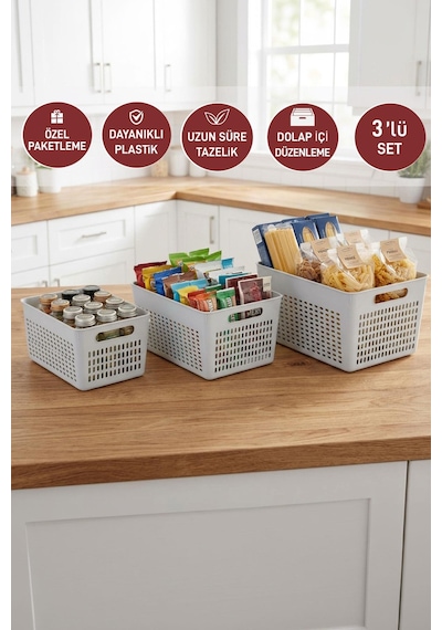 Selka Home Lavin 3'lü Dolap İçi Düzenleyici ( 2-4-7 Lt. )
