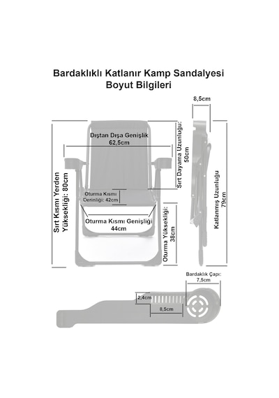 Silva 2 Adet Kamp Sandalyesi Bardaklıklı Lüks Mavi + MDF Masa Mavi