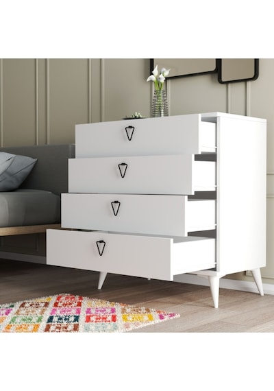 3614 VERSA-CE 4 ÇEKMECELİ AYAKLI ŞİFONYER BEYAZ