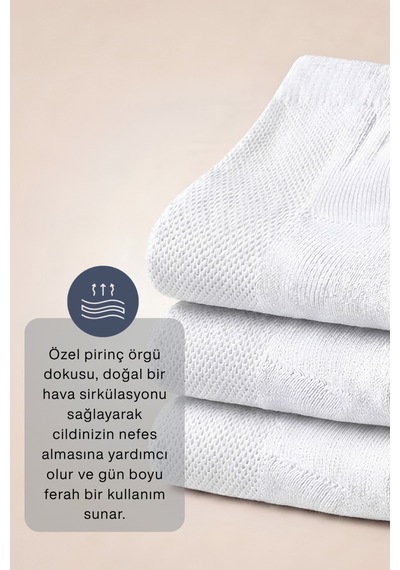 Socketta Kadın Bambu Dikişsiz 6'lı Esnek Patik Çorap Premium Beyaz
