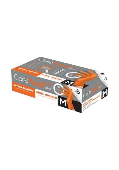 Nitril Turuncu Power Pudrasız Muayene Eldiveni M - 3 Paket 50 Li