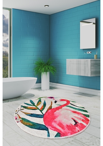 Flam Djt Çap 140 Cm Banyo Halısı, Paspas Çok Renkli