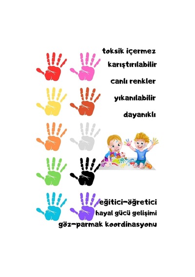 6x30 Ml Parmak Boyası Ve Popon Fırça Seti Südor Kolay Yıkanabilir Çok Renkli