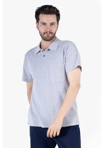Yıldırımlar Polo Yaka T-shirt %100 Pamuk Cepli Gri Melanj