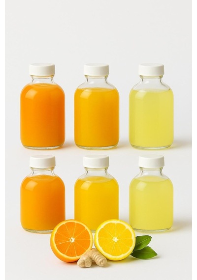 6 Adet Cam 50 Ml Mini Shot Ginger Detox Şişe Plastik Sızdırmaz Kapaklı Kolonya Koku Süs Küçük Ş Standart