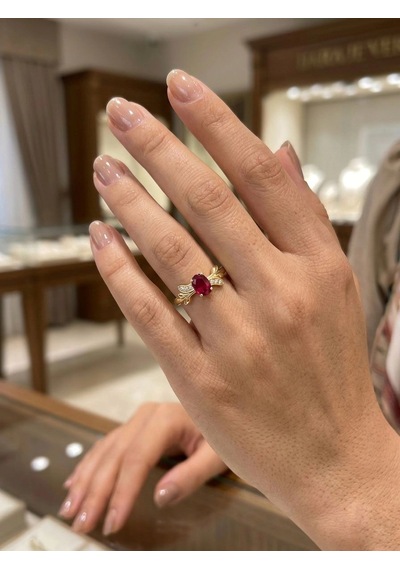14 Ayar Altın Pembe Taşlı Yüzük 1106