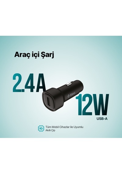 Smartcharger 2.4a Araç Şarj Usb Tek Başlık 2,4a/12w