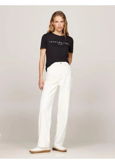 Tommy Hilfiger Reg Corp Logo C-nk Ss Kadın Siyah T-shirt - Ww0ww40276